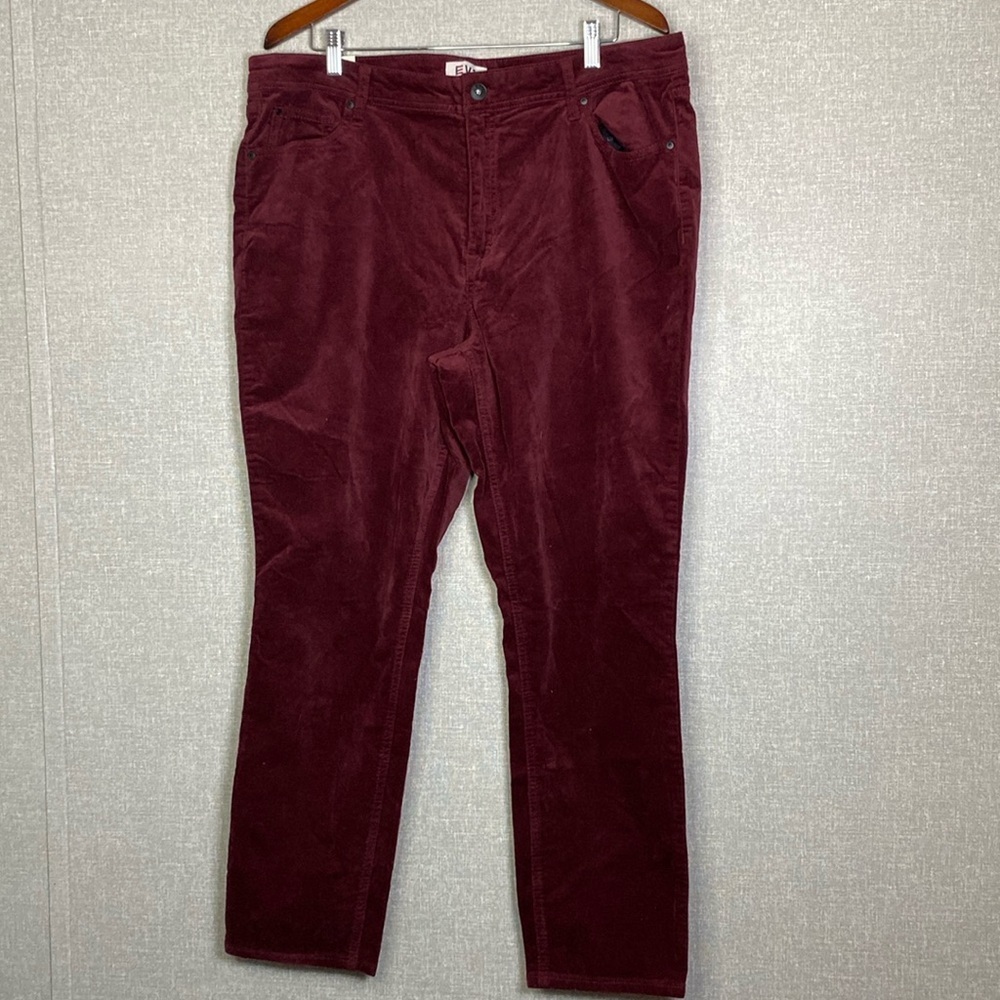 EV1 Maroon Preston Velour High Rise Skinny Jeans